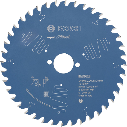 2608644084 Bosch Pílový kotúč Expert for Wood, pr. 190 mm, otvor 30 mm, 40 zubov, b1 2,0 mm 3165140796507 - 