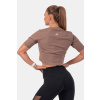 Dámske tričko Crop Top Minimalist Logo Brown - NEBBIA