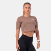 Dámske tričko Crop Top Minimalist Logo Brown - NEBBIA