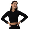 Dámske tričko FLO Ribbed Crop-Top Black - GymBeam