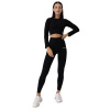 Dámske tričko FLO Ribbed Crop-Top Black - GymBeam