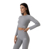 Dámske tričko FLO Ribbed Crop-Top Grey - GymBeam