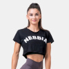 Dámske tričko Crop Top Fit&Sporty Black - NEBBIA