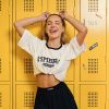 Dámske tričko Oversized Varsity White - GymBeam