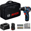 Bosch Akumulátorový vŕtací skrutkovač GSR 12V-32 Professional, taška, 2x aku 2 Ah + 24 ks príslušenstva  + DARČEK Delta Plus Zátky do uší 1 pár CONIC001