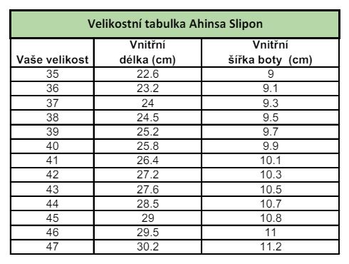 slip_on-Ahinsa_velikostni_tabulka