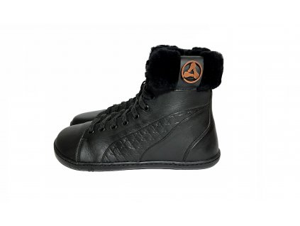 Antal Barefoot kožené zimní boty Calida Black