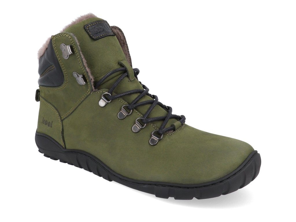 05X029.237 350 barefoot zimni panske boty koel porter lambswool khaki zelena 2