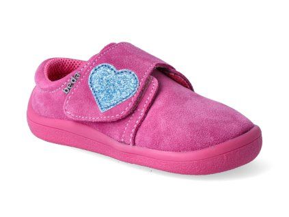 Beda Barfuß Sneaker - Blue Heart mit einem Klettverschluss