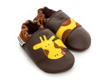 Liliputi® Barfuß Krabbelschuhe - Soft Sole Brown Giraffe braun (Größe L, Länge (mm) 138, Breite (mm) 70)