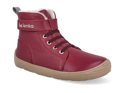 WINTER KIDS CHERRY barefoot detske zimni boty be lenka winter kids dark cherry red 1