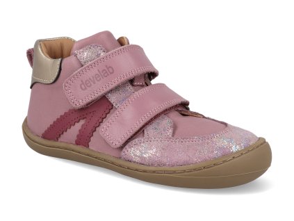 41063 479 barefoot detske kotnikove boty develab sneaker 2 velcro leather old pink 1