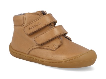 46212 752 barefoot detske kotnikove boty develab baby sft shoe velcro ll cognac 1