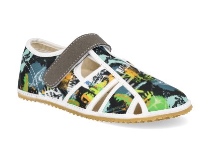 HOME DZ barefoot detske prezuvky jonap home dino zelene 1