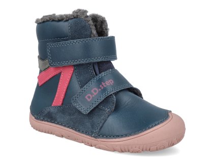 W073 52306C barefoot detske zimni boty d d step w073 52306c modre ruzove 1