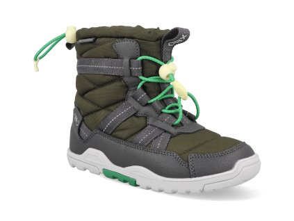 AEPY AMGN barefoot detske zimni boty xero shoes alpine pull on youth army green 1