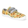BF0001 TEX W OP DINO barefoot tenisky beda dinosaurs textilni s pevnym opatkem vegan zlute 1