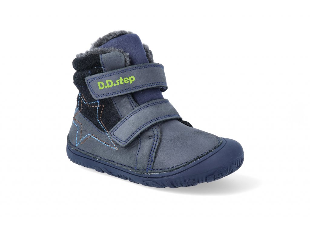 Barefoot zimní obuv D.D.step W073-688A modrá | Bosonožka