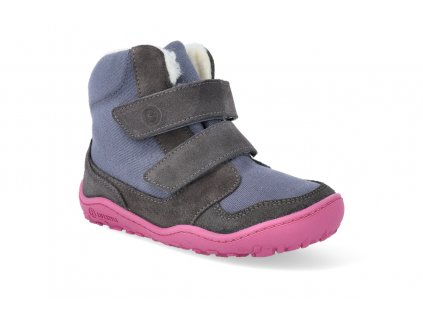 L2127XW606 barefoot zimni obuv s membranou blifestyle eisbar wool velcro grey pink 4