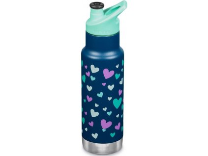 Dětská termolahev Klean Kanteen - Insulated Kid Classic Narrow Sport Cap navy hearts 355 ml