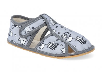 GREY CAT barefoot prezuvky baby bare s prurezy grey cat sede 1