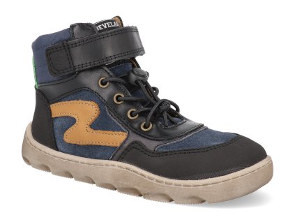 41071 699 barefoot detske kotnikove boty develab elast velcro leath blue combi 1