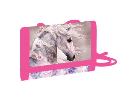 Dětská textilní peněženka - kůň romantic růžová