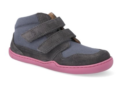 barefoot kotnikova obuv blifestyle loris velcro grau 2