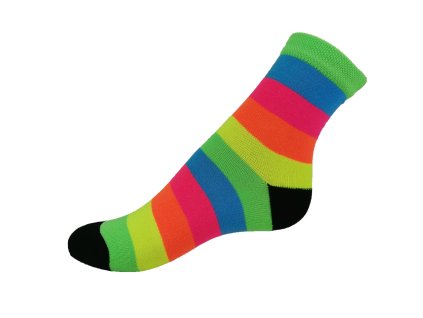 Bavlněné ponožky VTR - Neon sport proužek barevné (Veľkosť 25/26)