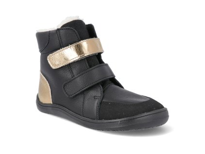 FEBO WINTER BL GO barefoot zimni obuv s membranou baby bare febo winter black gold asfaltico cerna 1