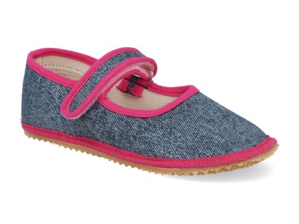 BF060010 BA DP barefoot detske prezuvky beda sirsi typ baleriny denim pink 1