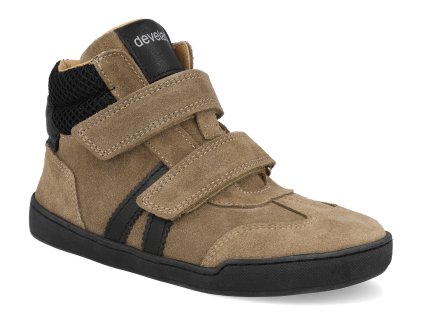 43013 233 barefoot detske kotnikove boty develab midcut sneak velc leather ex 43061 taupe suede 1