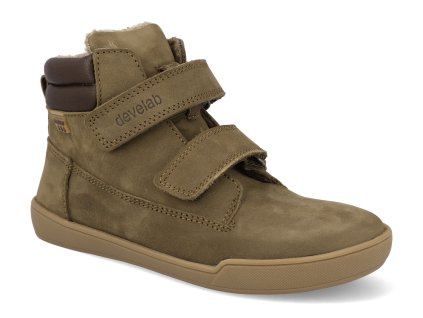45333 554 barefoot detske zimni boty develab mid boot 2velcro wp kaki nubuck 1