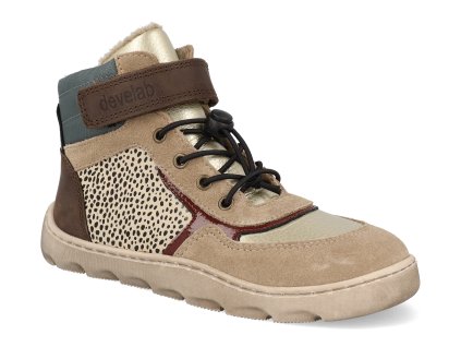 45235 239 barefoot detske kotnikove boty develab elastic velcro wr taupe 1