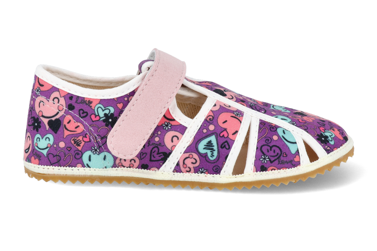 Barefoot papučky Jonap - Home Srdce fialové Veľkosť: 28