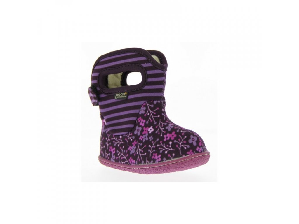 Zimn boty Baby Bogs classic Flower Stripe Plum Bogs Bosorka