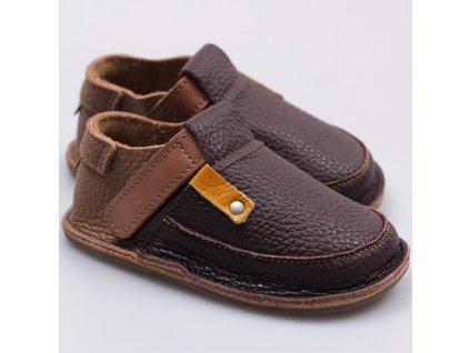 Kožené barefoot boty Coffee - podrážka 3 mm, Tikki shoes