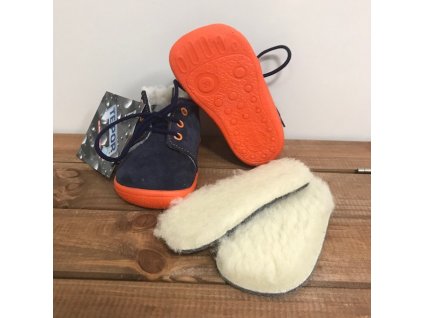Zimní kožené boty s kožíškem a membránou na tkaničku - Blue Mandarine, Boty Beda