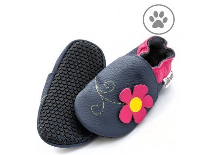 kožené barefoot capáčky Liliputi PAWS Flower