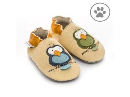 kožené barefoot capáčky Liliputi PAWS Silent Birds