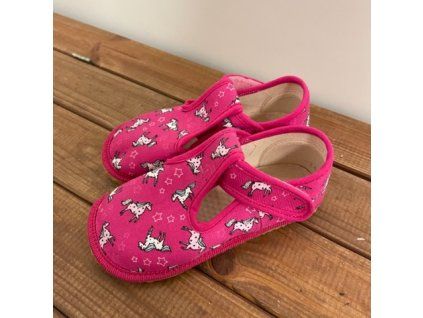 barefoot bačkory Beda Pink Unicorn BF 060010/W