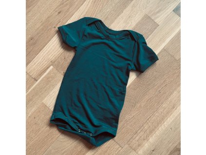 Bambusové body krátký rukáv - tmavě zelená, Duomamas