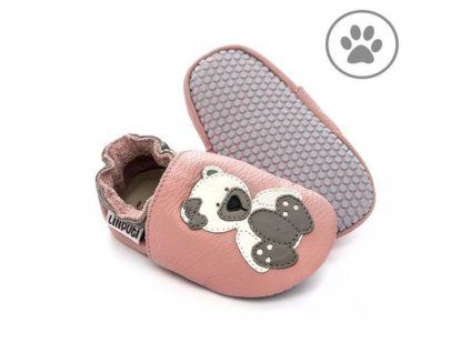 kožené barefoot capáčky Liliputi PAWS Polar Teddy
