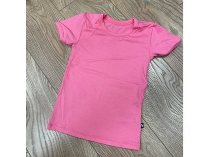 Bambusové tričko krátký rukáv - neonová růžová, Duomamas