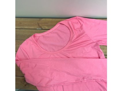 Bambusové tričko s dlouhým rukávem- neonová růžová, Duomamas