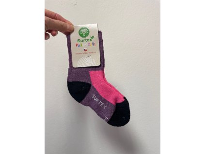 Merino ponožky 70% ovčí vlny (volný lem pro děti) - fialovo-růžová, Surtex