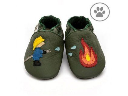 kožené barefoot capáčky Liliputi PAWS Fireman