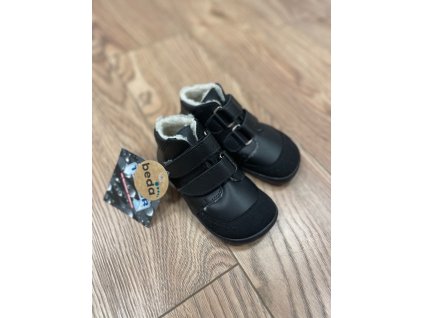 Zimní kožené boty s kožíškem a membránou - Just Black (BF 0001/W/MK/SO/2), Boty Beda