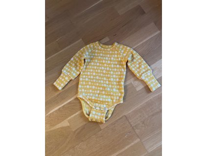 Rostoucí merino body dlouhý rukáv - korálky na žluté, Duomamas