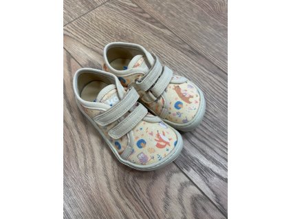 Barefoot plátěné tenisky DUD Print - Bear Beige, Koel4Kids